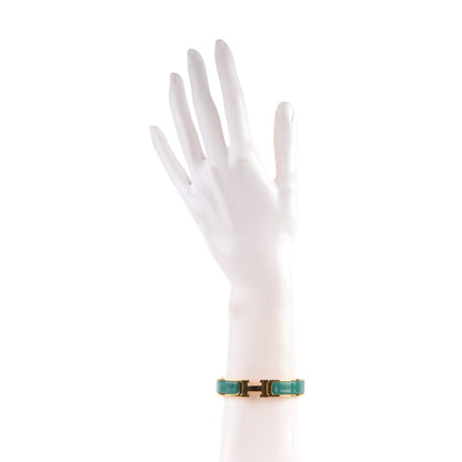 Hermes Enamel Narrow Clic Clac H Bracelet PM Vert Bleuete 3 of 4