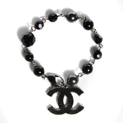 Chanel Beaded CC Bracelet Black Ruthenium 1 of 3