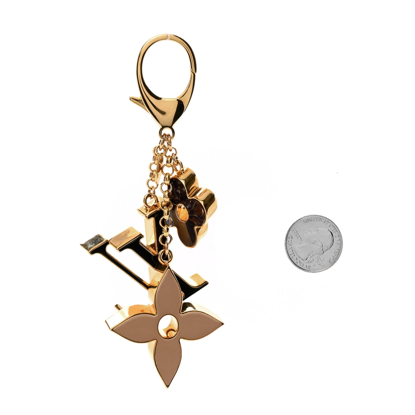 Fleur De Monogram Bag Charm Dore