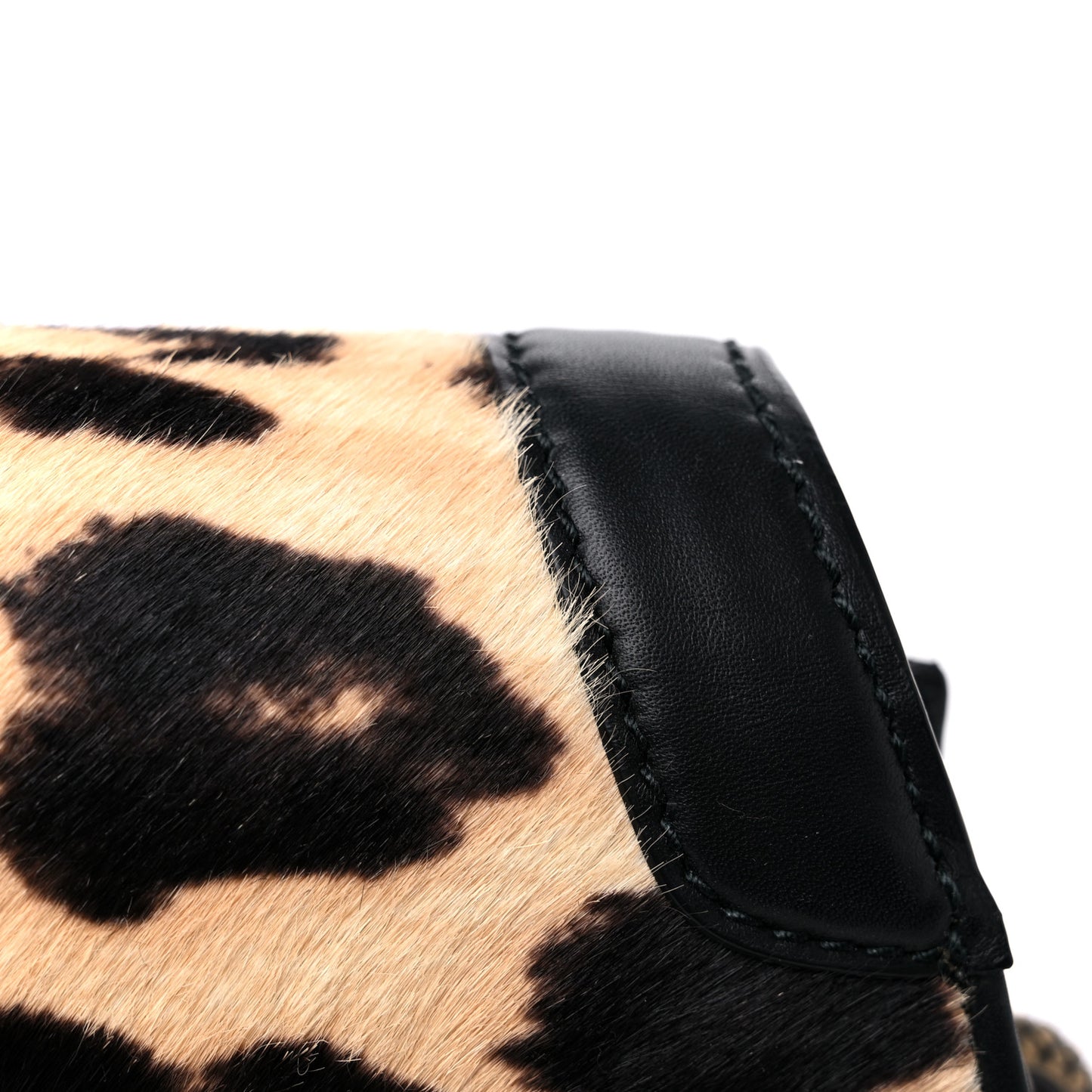 Calfskin Pony Hair Leopard Print Umbria Bag Black
