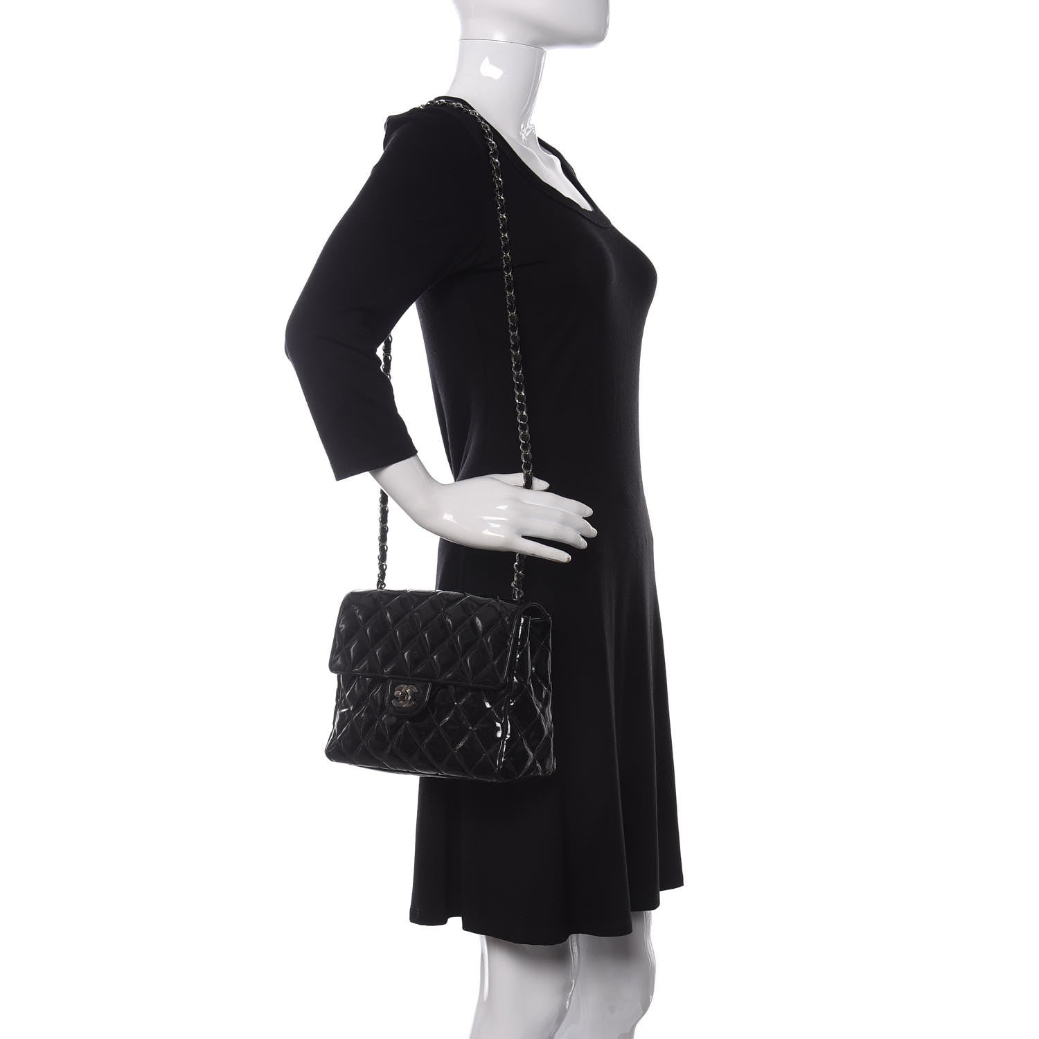 Chanel Patent Quilted Medium Single Flap Black 2 of 10