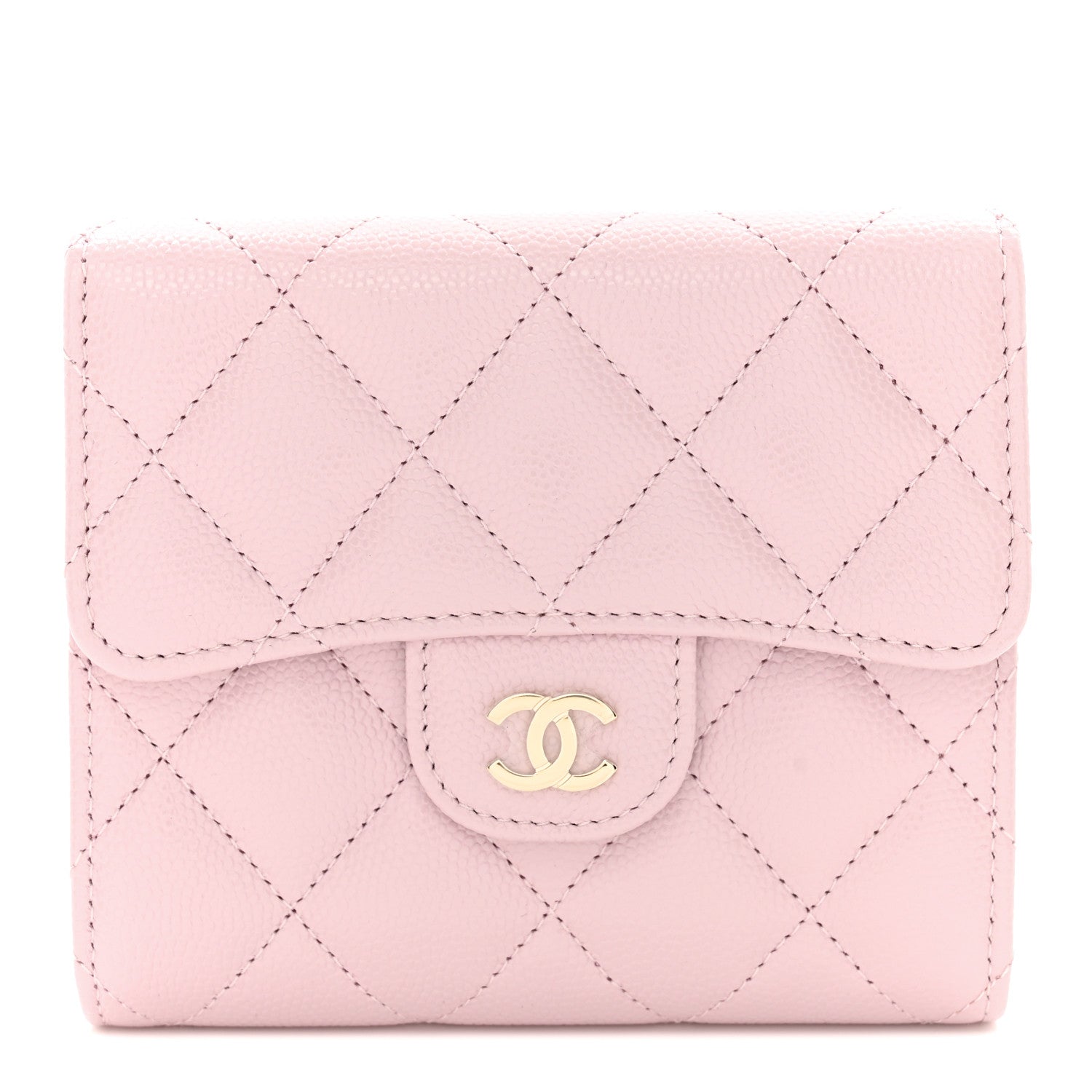 Chanel Caviar Quilted Compact Flap Wallet Light Pink 1 of 9