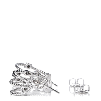 David Yurman Sterling Silver Diamond Confetti 3 Row Earrings 3 of 4