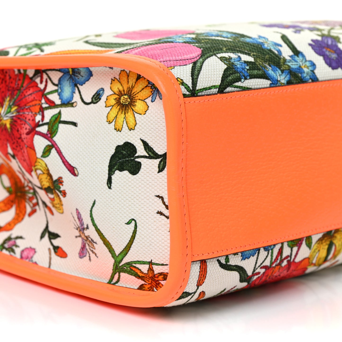 Canvas Medium Flora Tote White Multicolor Orange Fluo