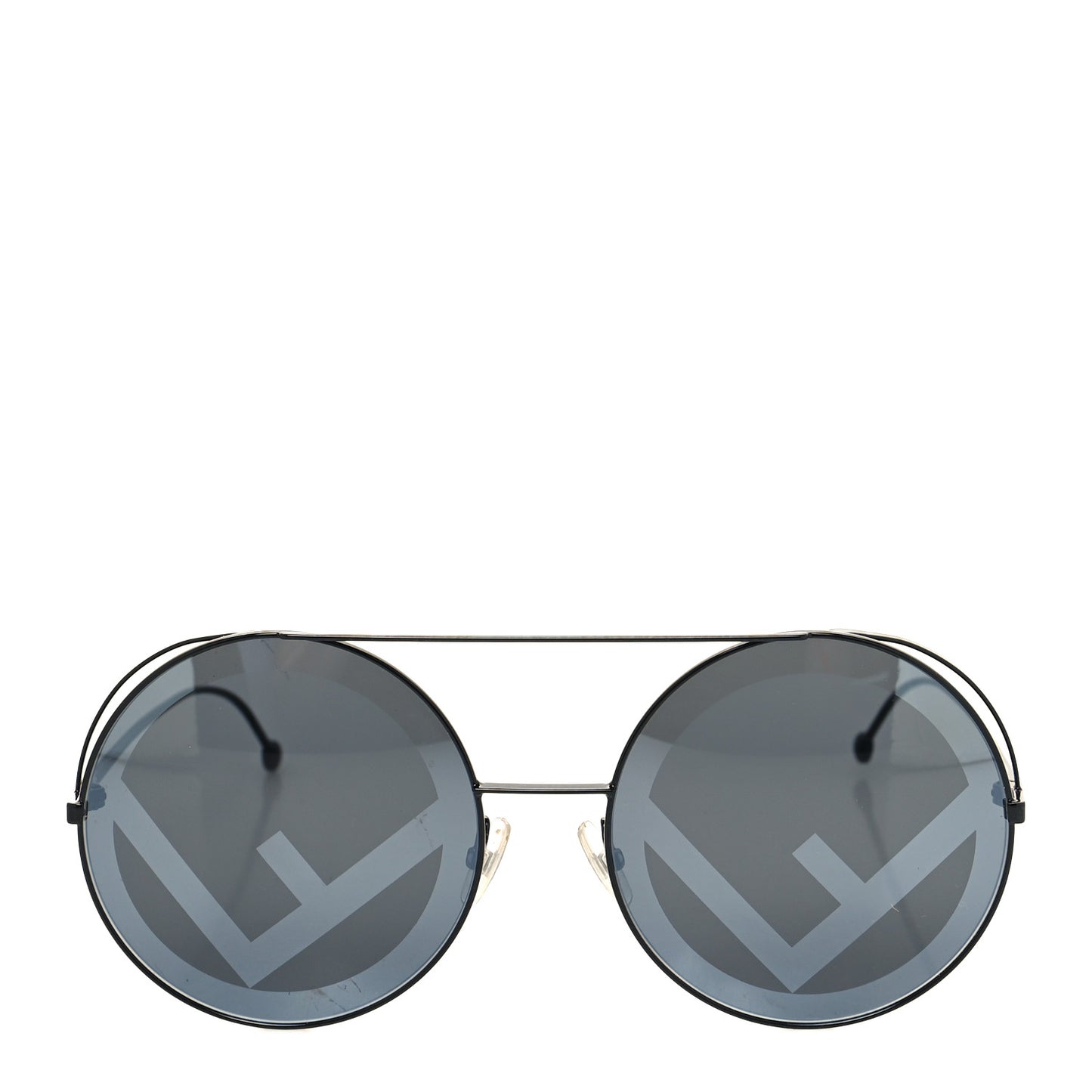 Metal F is Fendi Printed Run Away Round Frame Sunglasses FF 0285/S Black