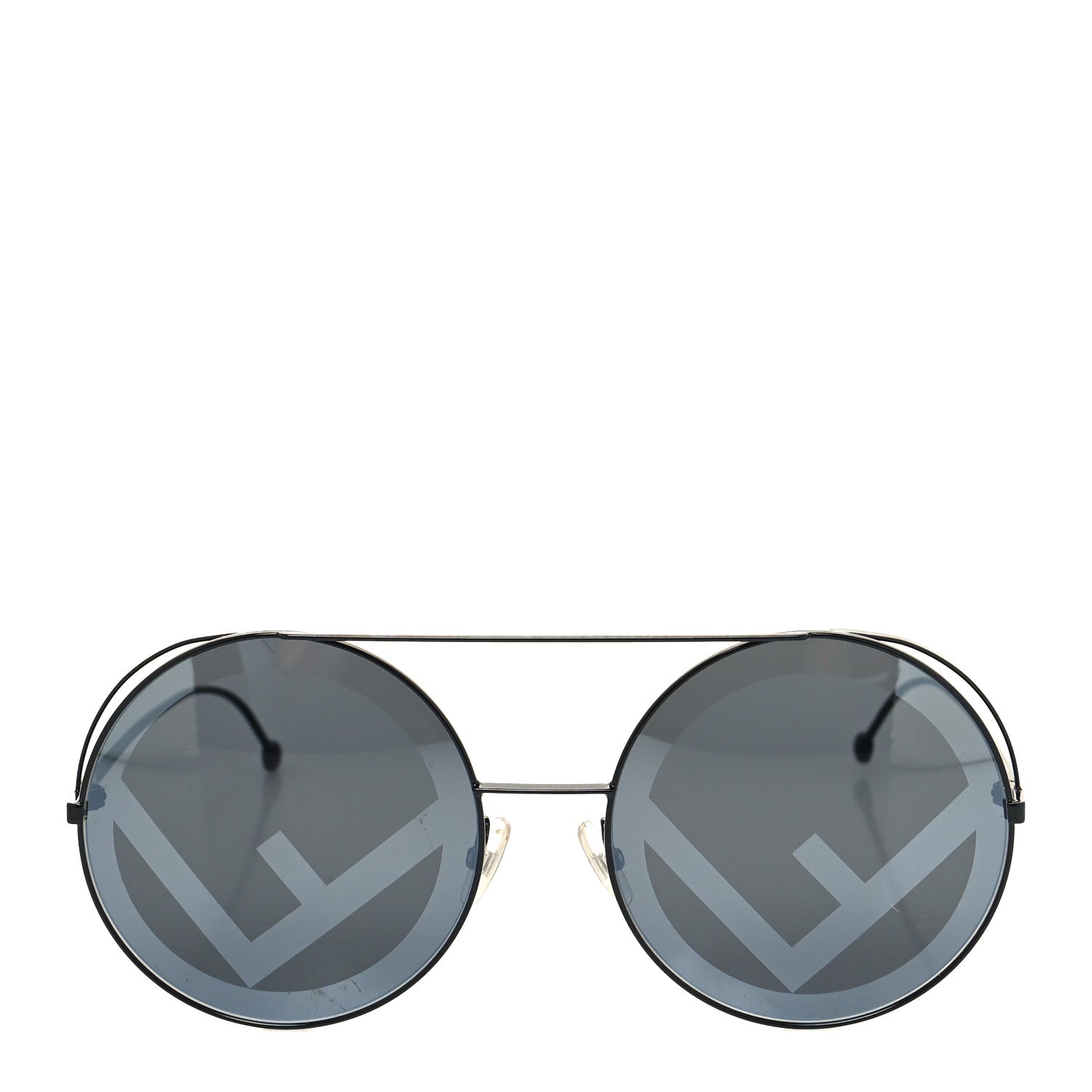 Fendi Metal F is Fendi Printed Run Away Round Frame Sunglasses FF 0285/S Black 2 of 7