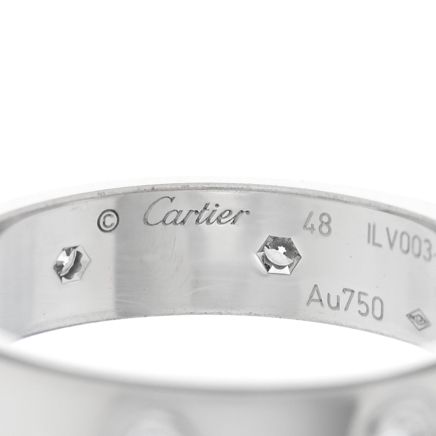 Cartier 18K White Gold 8 Diamond 4mm LOVE Wedding Band Ring 48 4.5 4 of 5