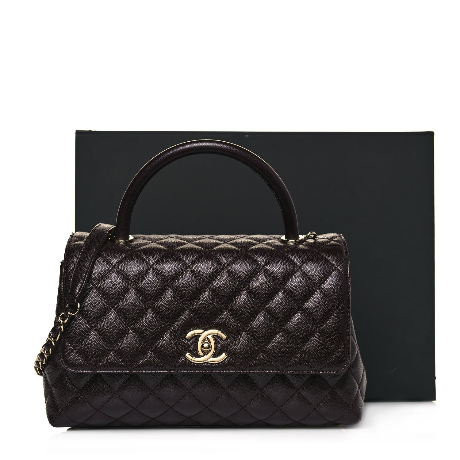 Chanel Caviar Quilted Small Coco Handle Flap Dark Brown 13 of 13