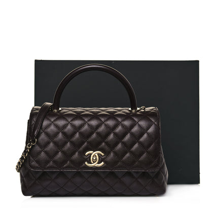 Chanel Caviar Quilted Small Coco Handle Flap Dark Brown 13 of 13