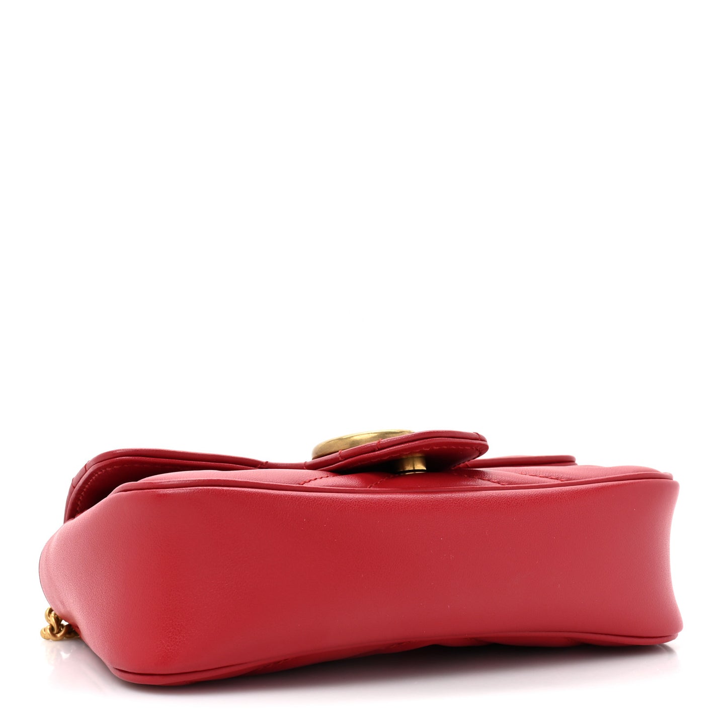 Calfskin Matelasse Super Mini GG Marmont Shoulder Bag Hibiscus Red