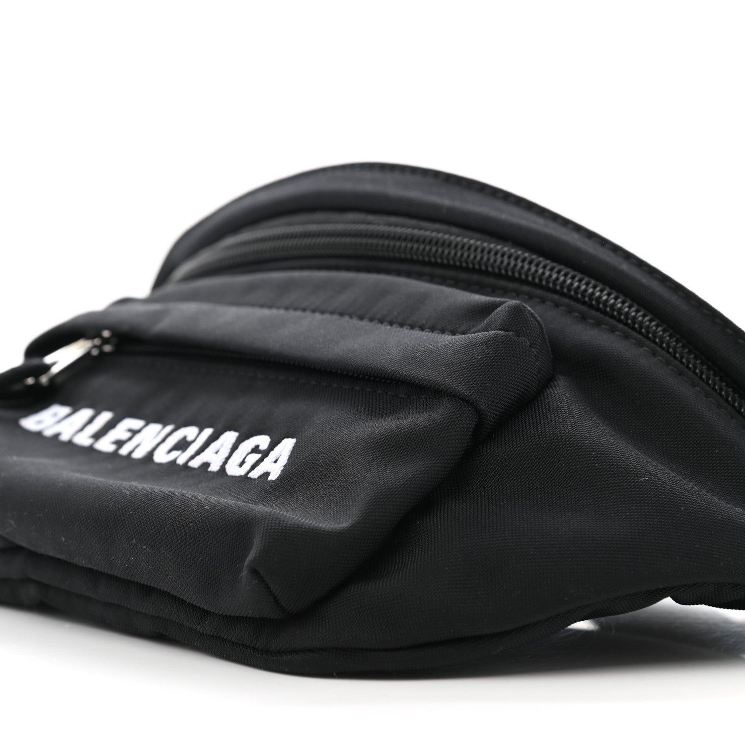Balenciaga Sport Nylon Logo Embroidered Wheel Belt Bag Black White