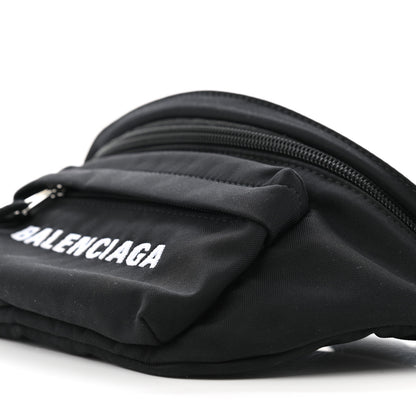 Balenciaga Sport Nylon Logo Embroidered Wheel Belt Bag Black White 11 of 11