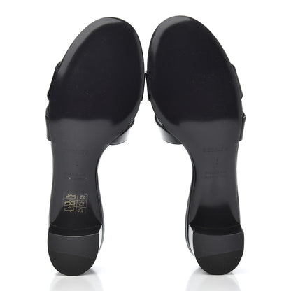 Hermes Patent Oasis Sandals 40 Black 5 of 11