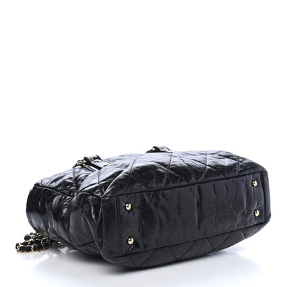 Chanel Glazed Calfskin Lambskin Quilted Portobello Tote Black 3 of 4