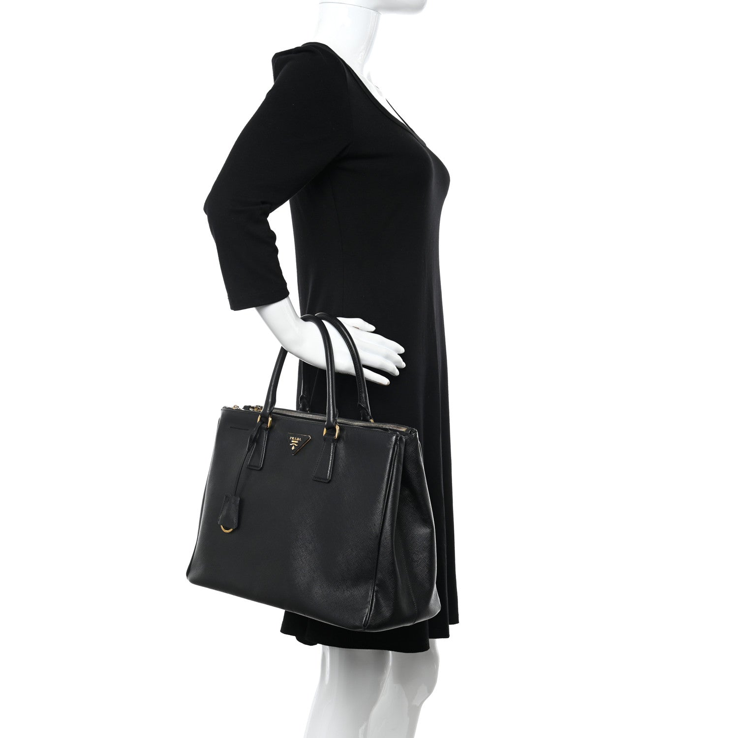Prada Saffiano Medium Galleria Double Zip Tote Black 2 of 17