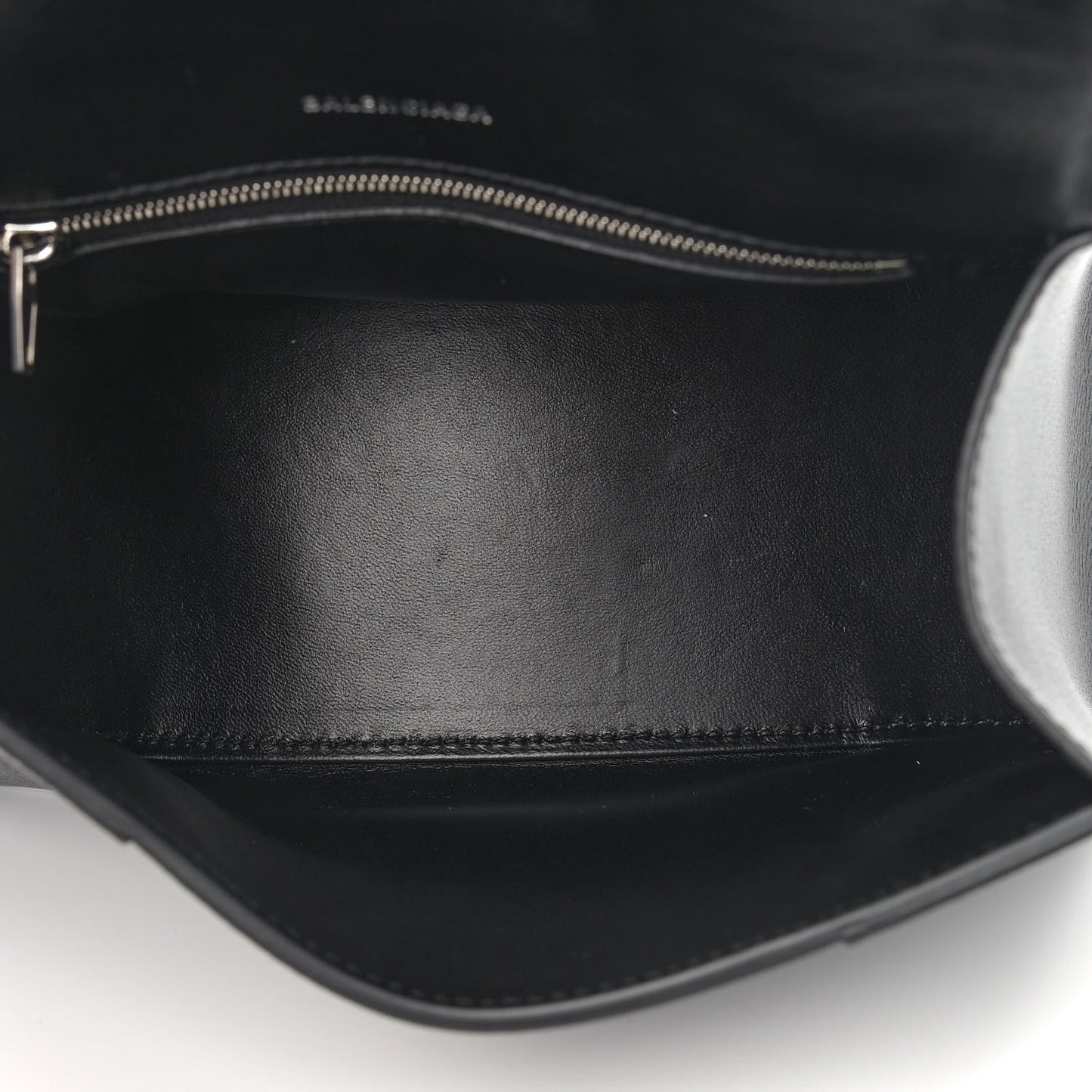 Grained Calfskin Small Hourglass Top Handle Bag Black