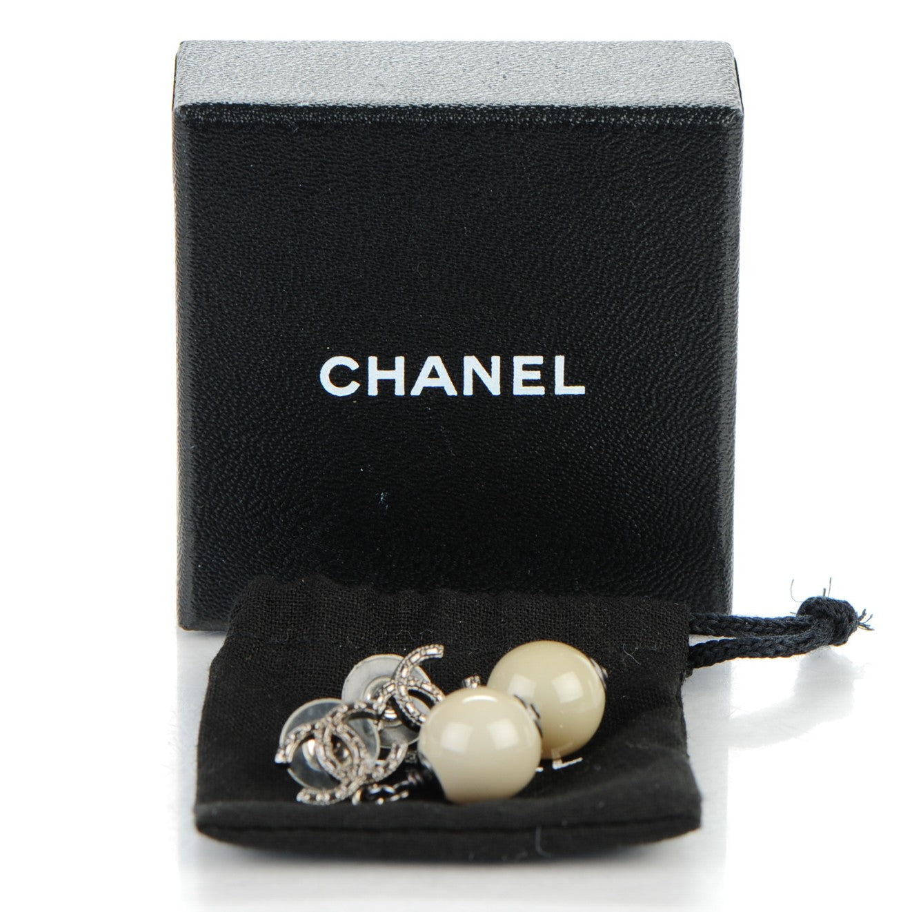 Chanel Ruthenium CC Bead Drop Earrings Light Green 5 of 5