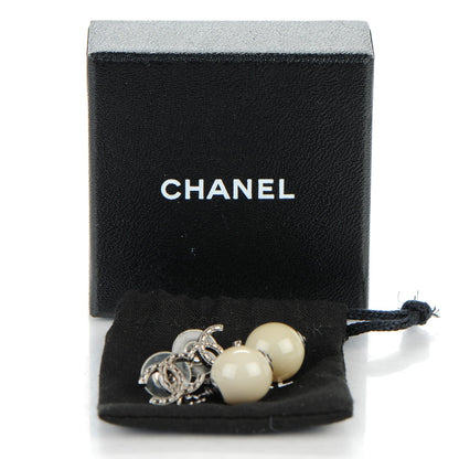 Chanel Ruthenium CC Bead Drop Earrings Light Green 5 of 5