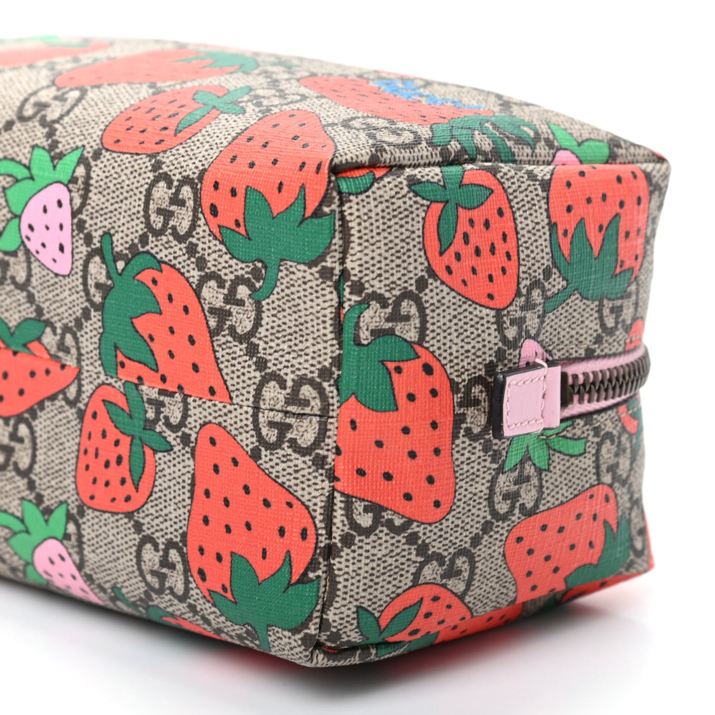 GG Supreme Monogram Strawberry Cosmetic Case