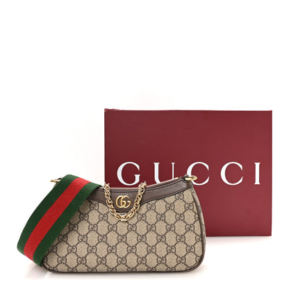 Gucci GG Supreme Monogram Textured Dollar Calfskin Web Small Ophidia GG Handbag Beige Ebony New Acero 11 of 11