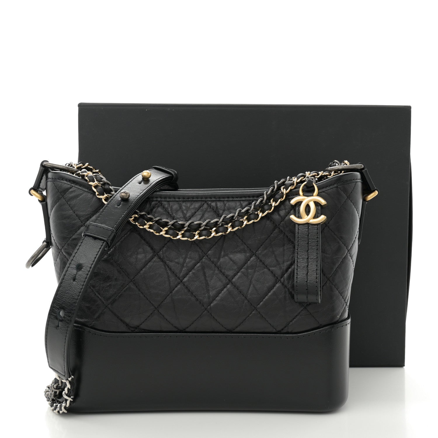 Chanel Aged Calfskin Quilted New Medium Gabrielle Hobo Black 12 of 12