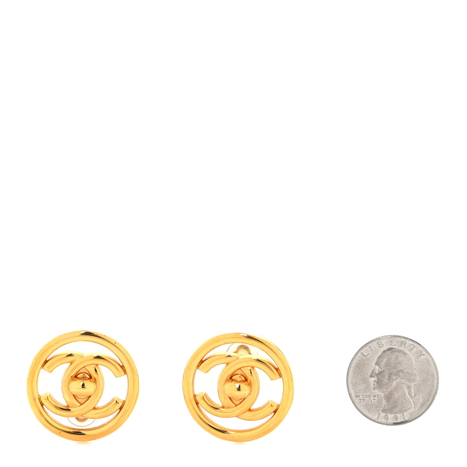 Chanel Metal CC Turnlock Clip On Earrings Gold 2 of 5