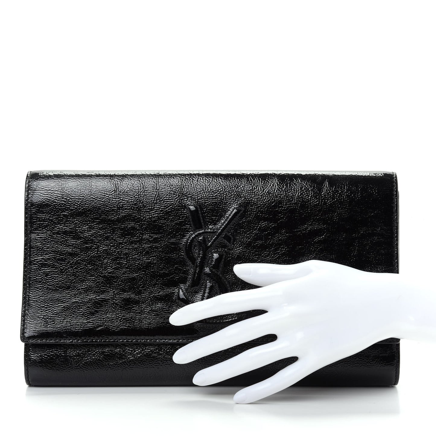Textured Patent Monogram Large Belle De Jour Clutch Black