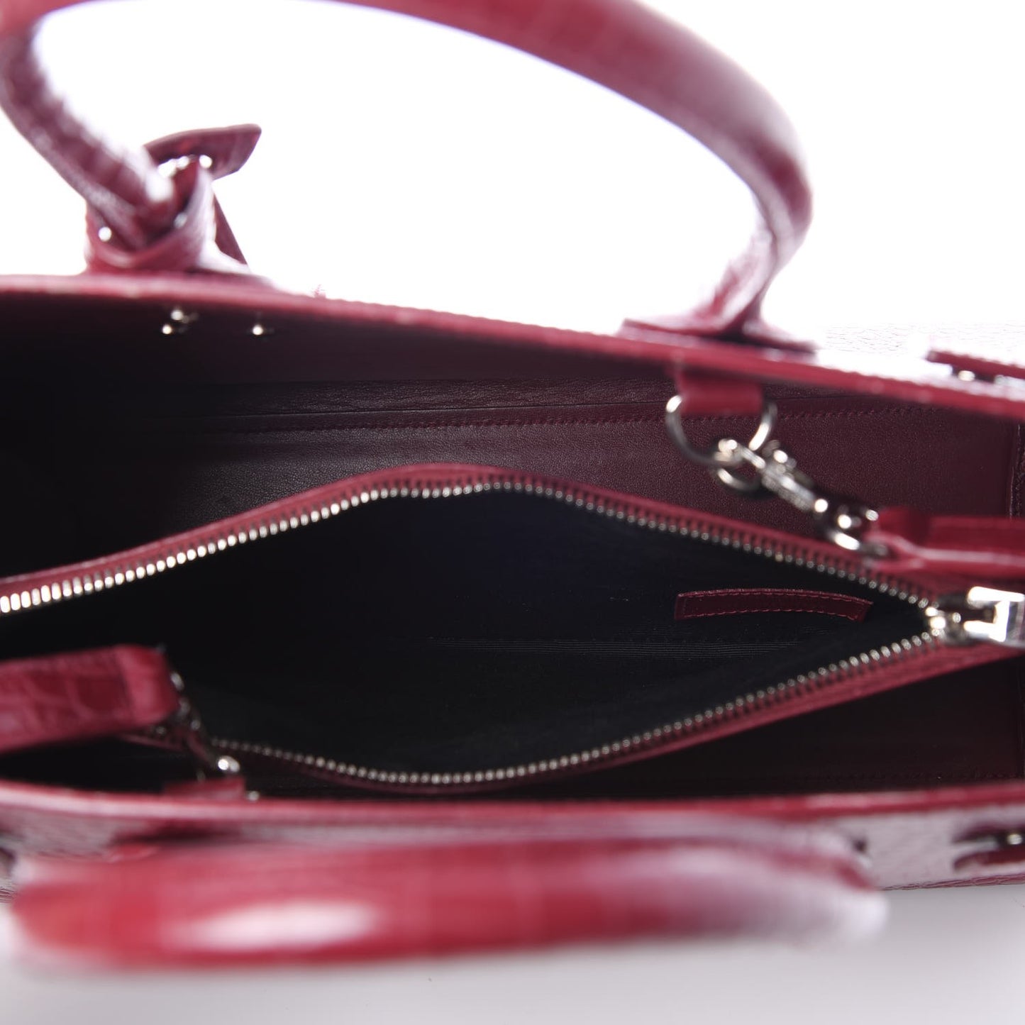 Calfskin Crocodile Embossed Small Sac De Jour Rouge