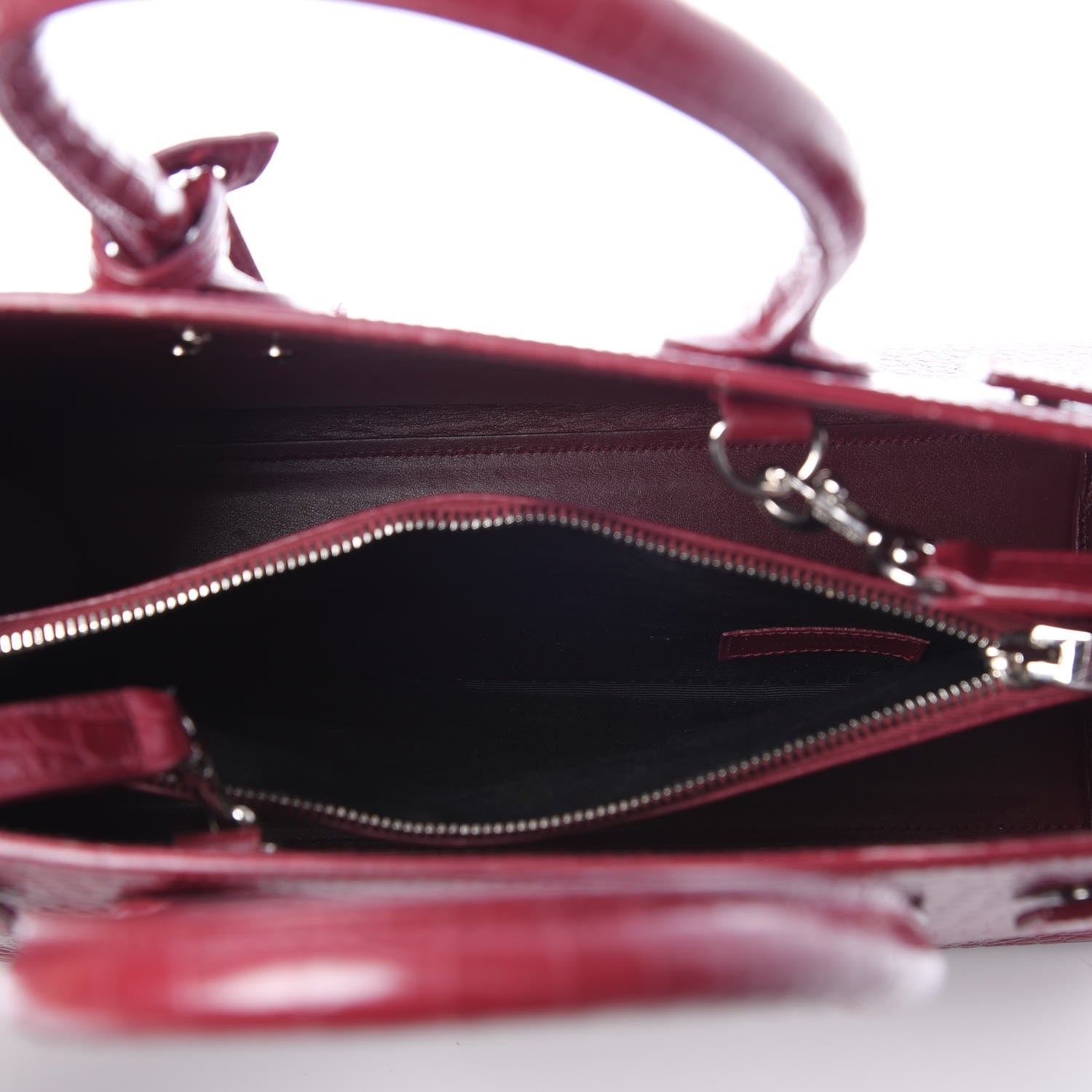 Saint Laurent Calfskin Crocodile Embossed Small Sac De Jour Rouge 13 of 13