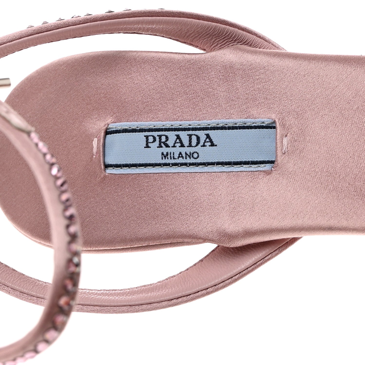 Prada Satin Crystal Triangle Modellerie 100mm Sandals 38.5 Alabastro 6 of 7