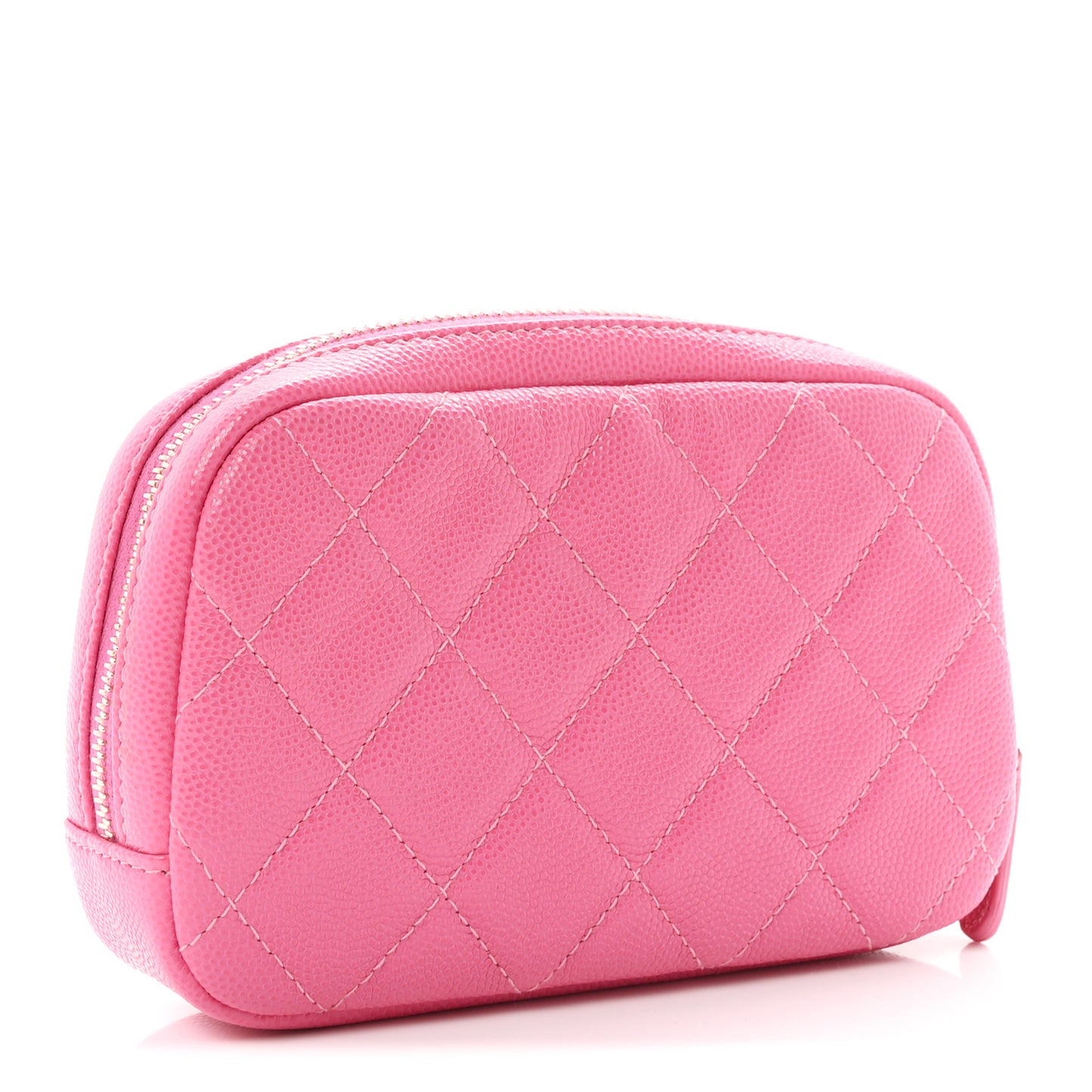 Caviar Quilted Small Curvy Pouch Cosmetic Case Pink