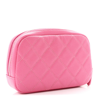 Chanel Caviar Quilted Small Curvy Pouch Cosmetic Case Pink 3 of 7