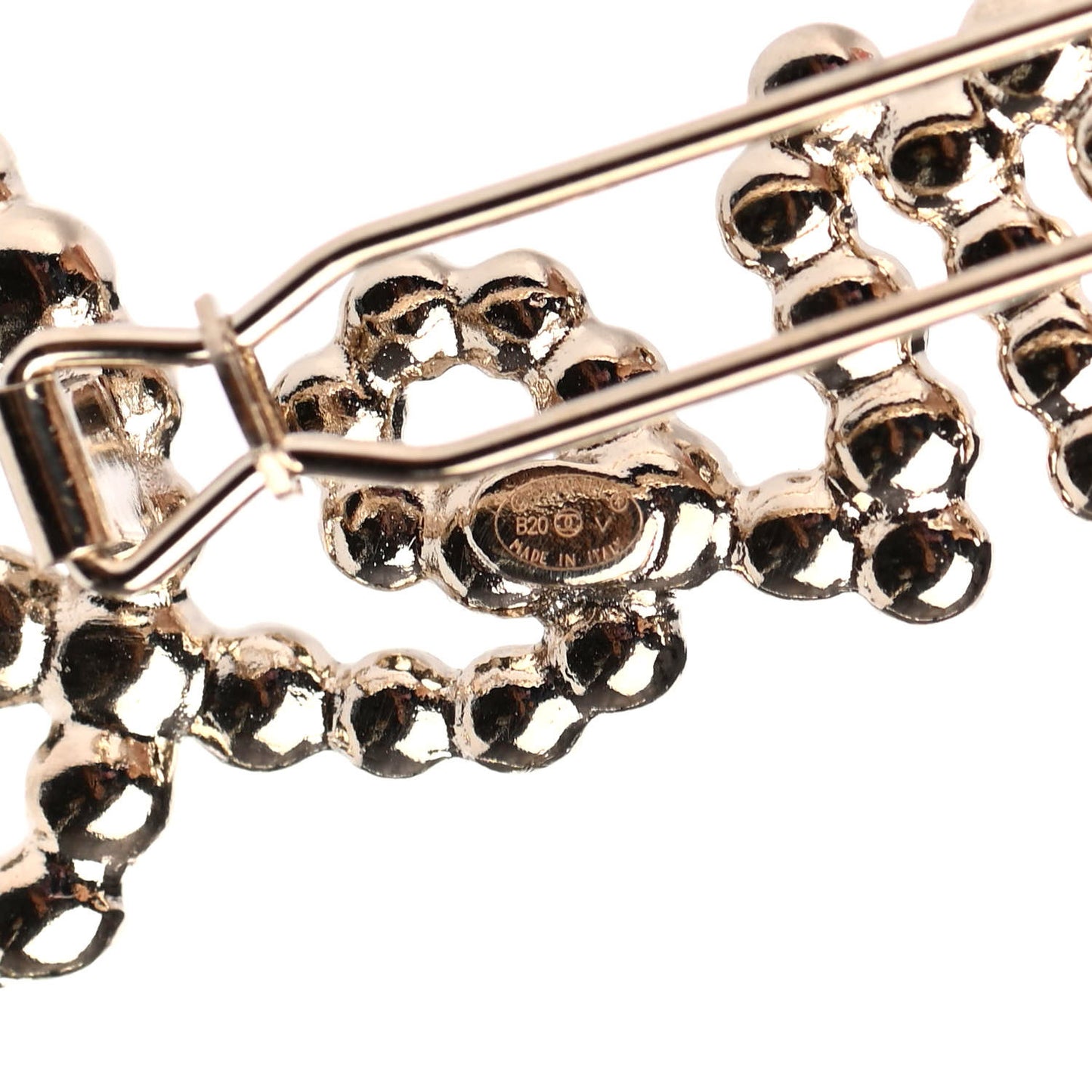 Metal Glass Swirling Pearls Hair Clip Gold