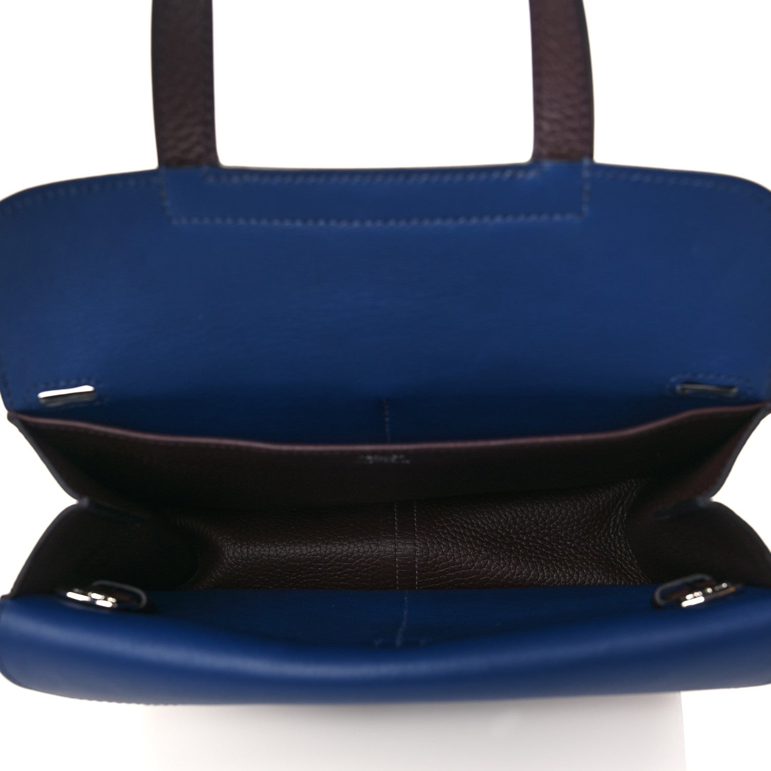 Hermes Taurillon Clemence Verso Halzan 25 Rouge Sellier Bleu Saphir 4 of 9
