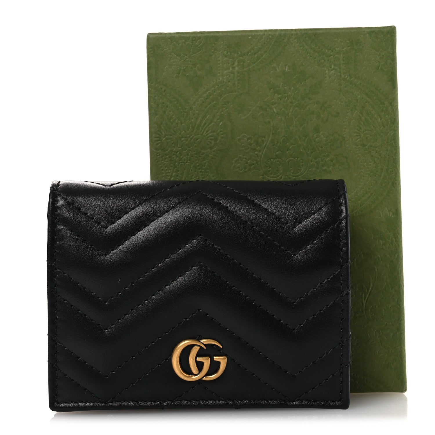 Gucci Calfskin Matelasse GG Marmont Card Case Wallet Black 9 of 9