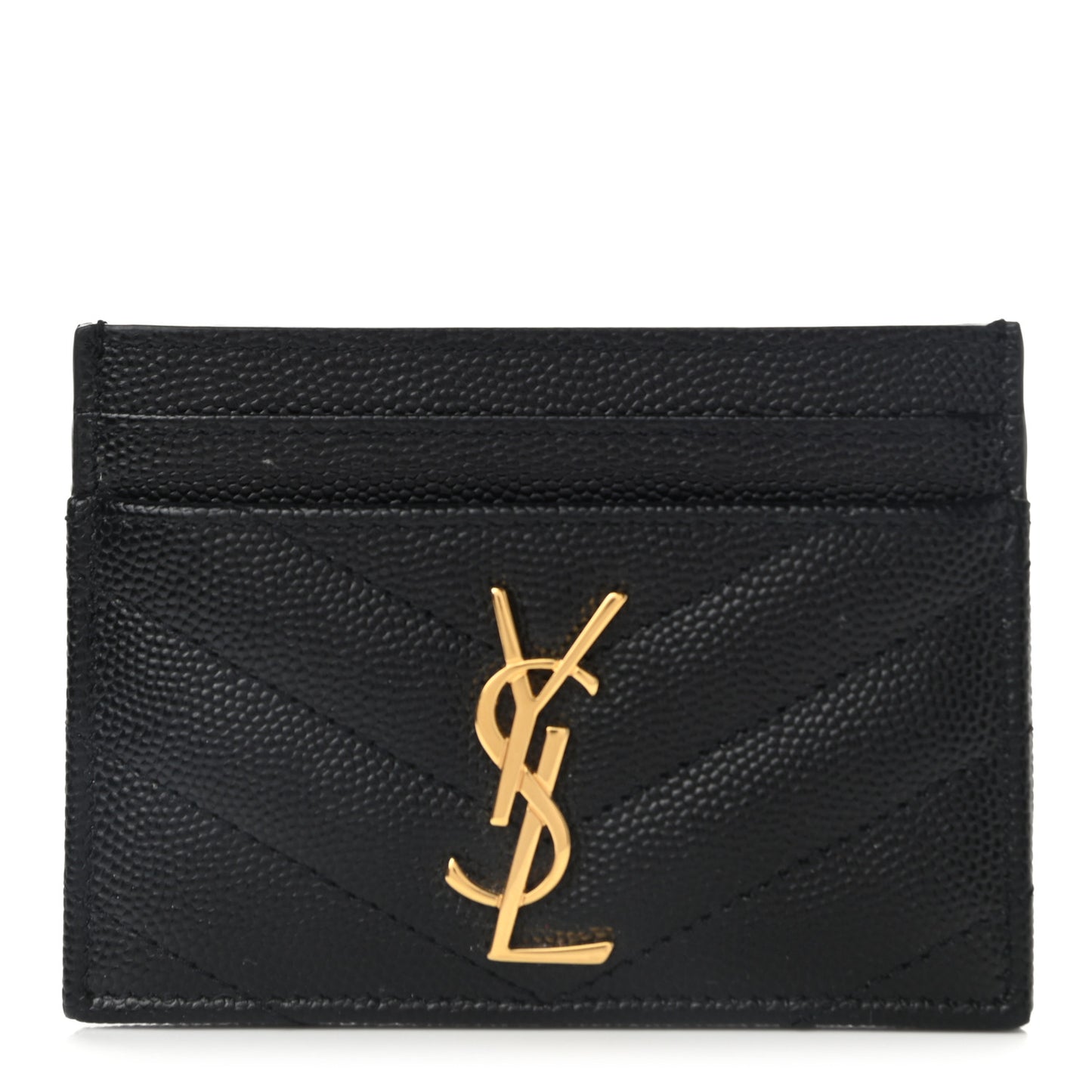 Grain De Poudre Matelasse Chevron Monogram Credit Card Case Black