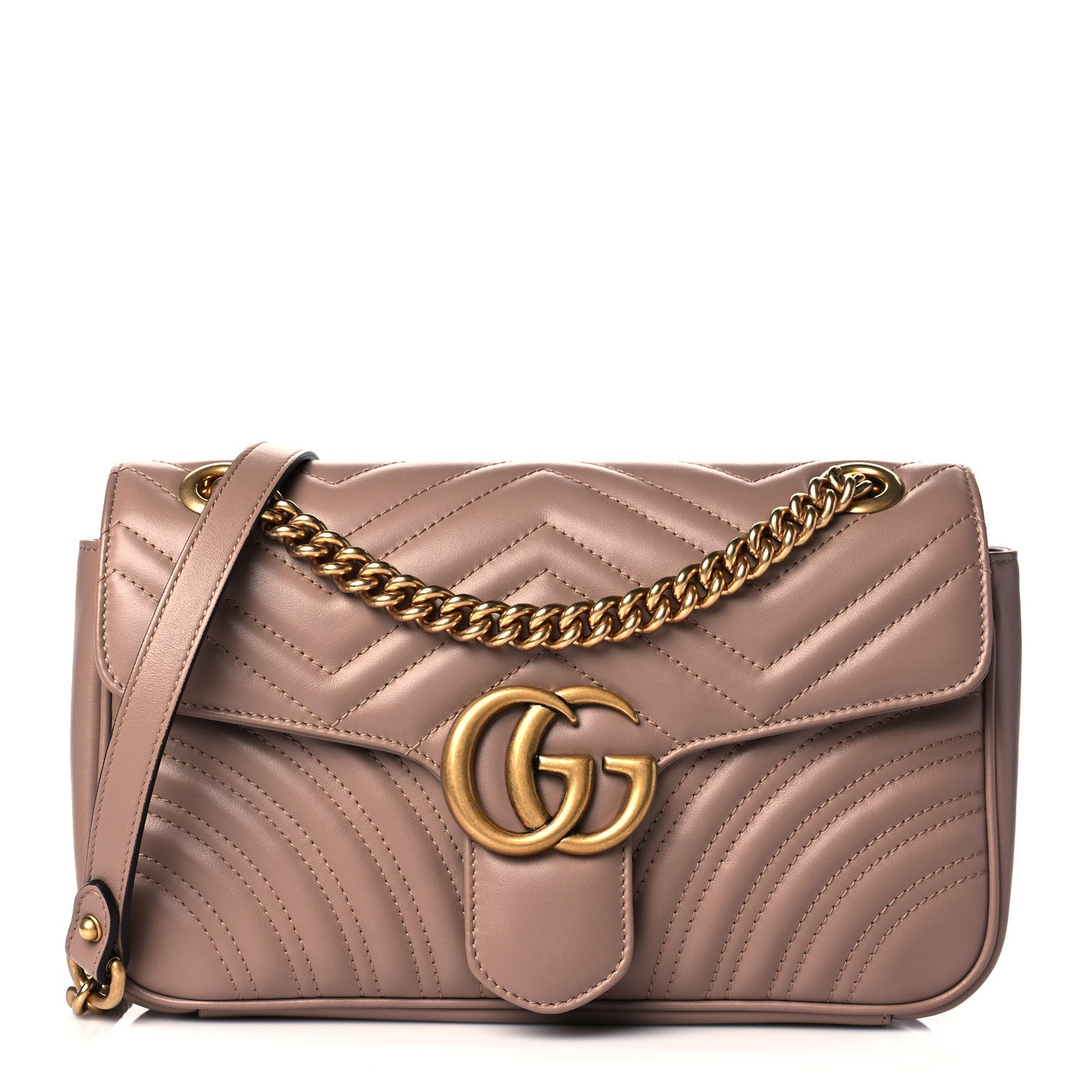 Gucci Calfskin Matelasse Small GG Marmont Shoulder Bag Porcelain Rose 1 of 11
