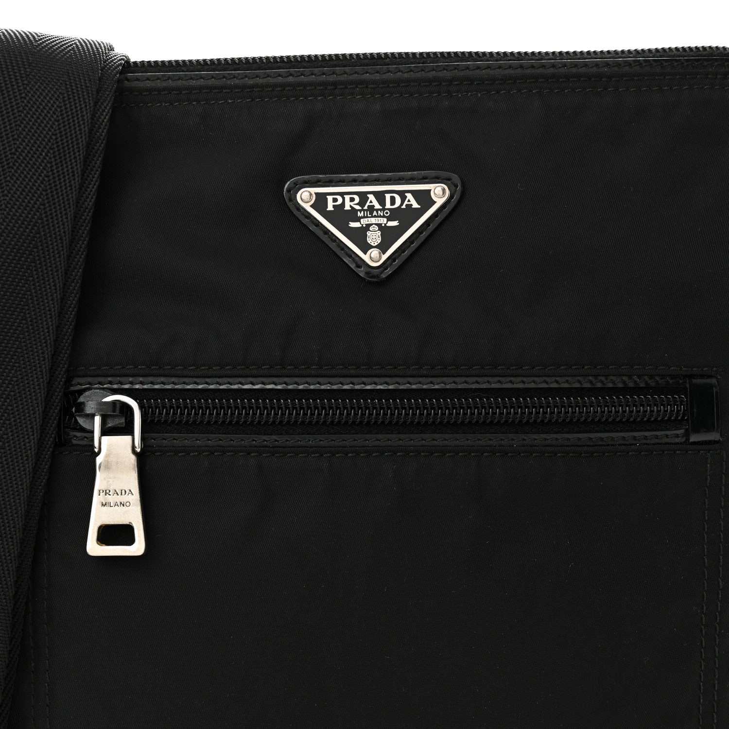 Prada Tessuto Nylon Saffiano Flat Messenger Bag Black 8 of 10