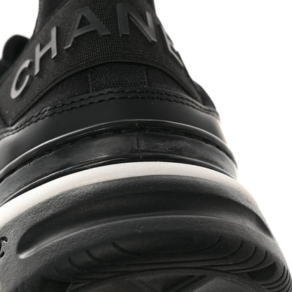 Chanel Velvet Calfskin Mixed Fibers CC Sneakers 38.5 Black 9 of 13