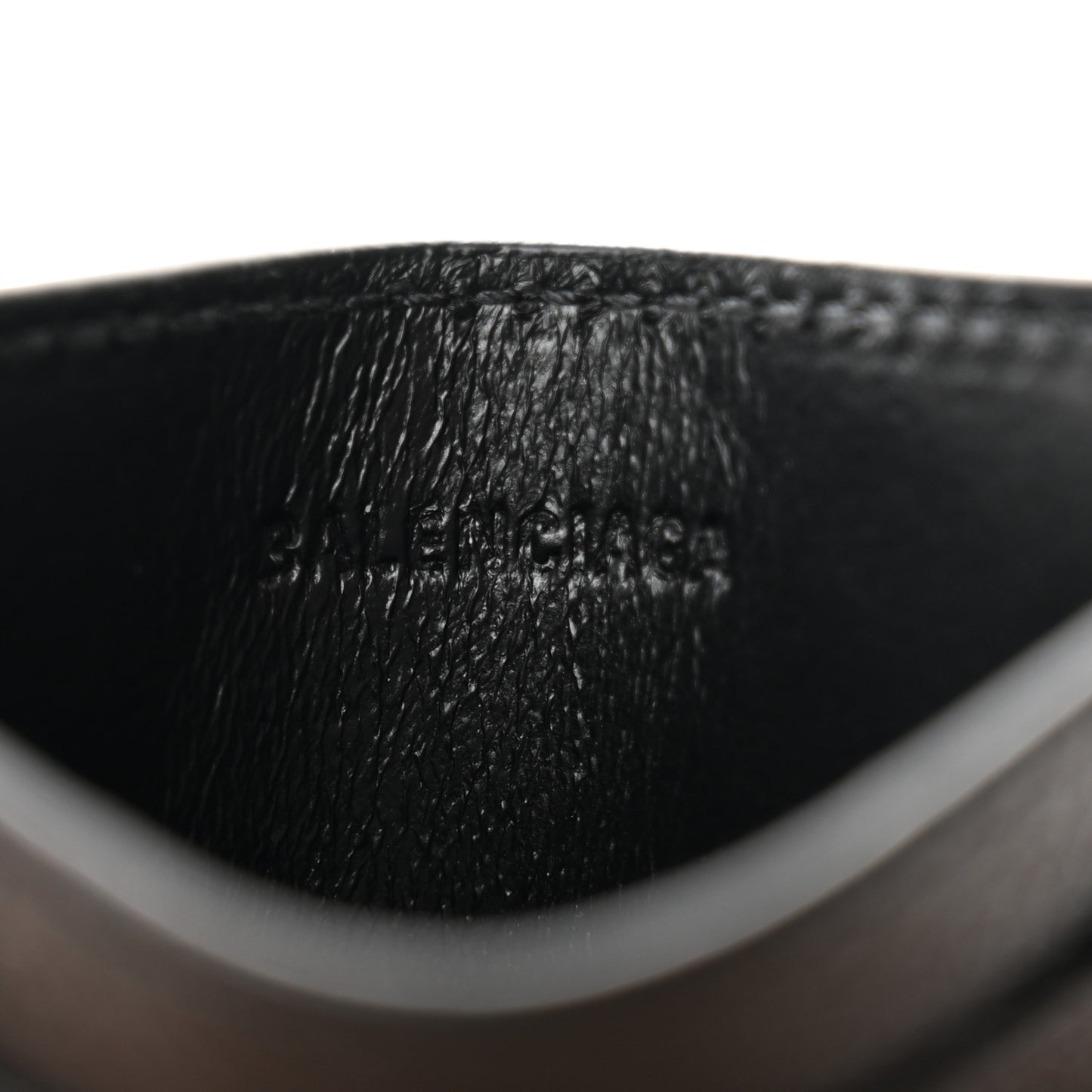 Grained Calfskin Logo Cash Card Holder Black Green