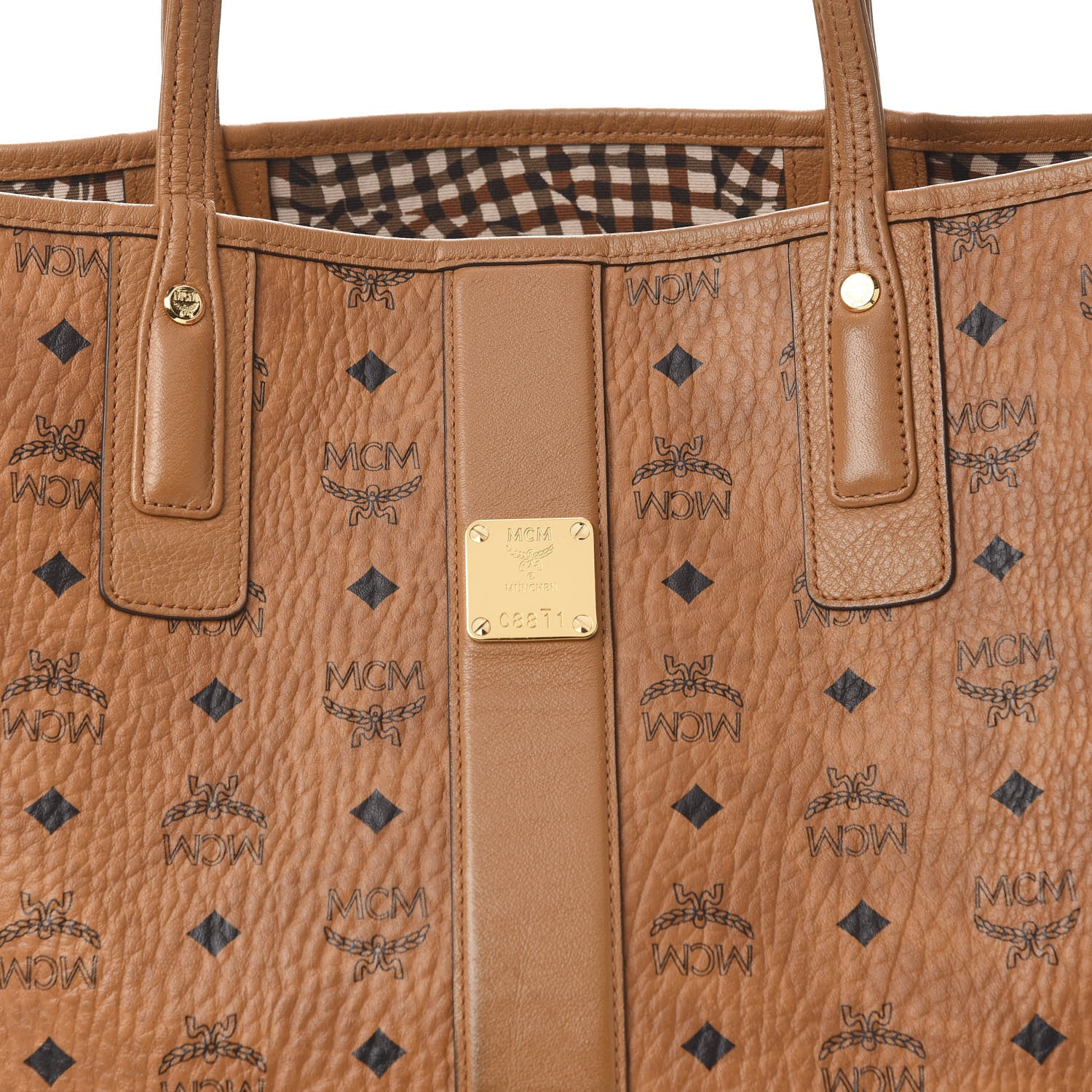 MCM Visetos Medium Liz Reversible Shopper Tote Cognac 11 of 15