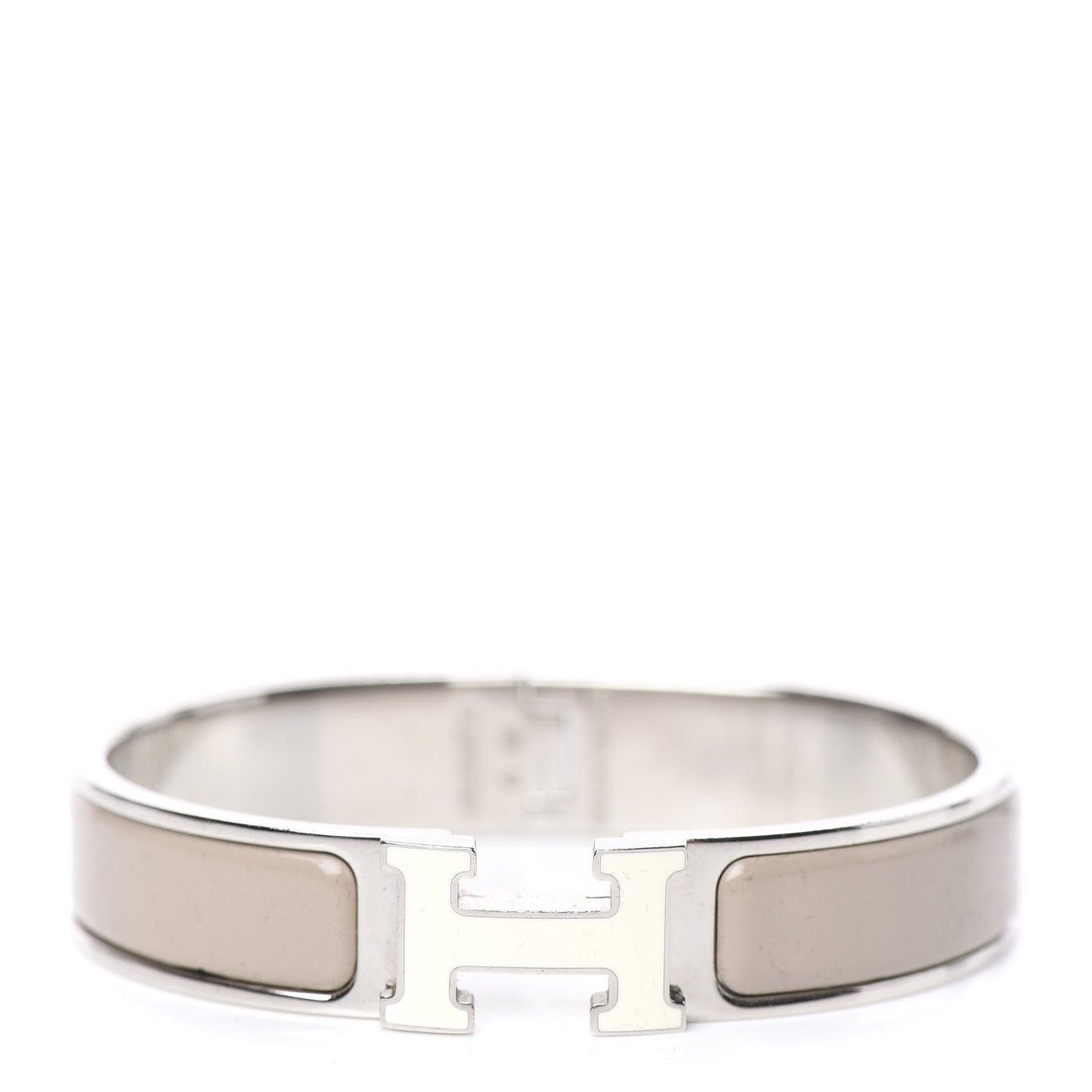 Enamel Narrow Clic Clac H Bracelet PM Blanc Marron Glace