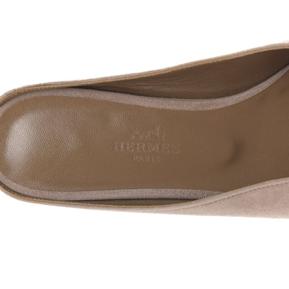 Hermes Suede Goatskin Crystal Roxane Mules 36.5 Champagne Rose Grey 6 of 7