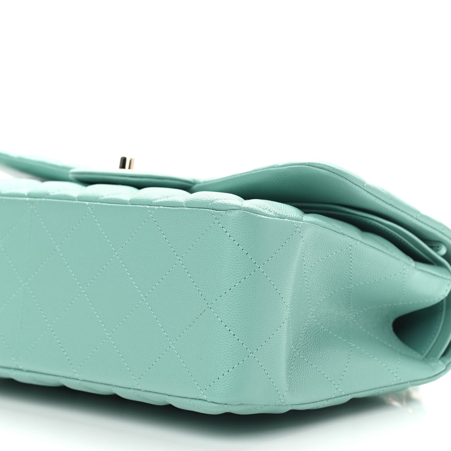 Caviar Quilted Jumbo Double Flap Light Green