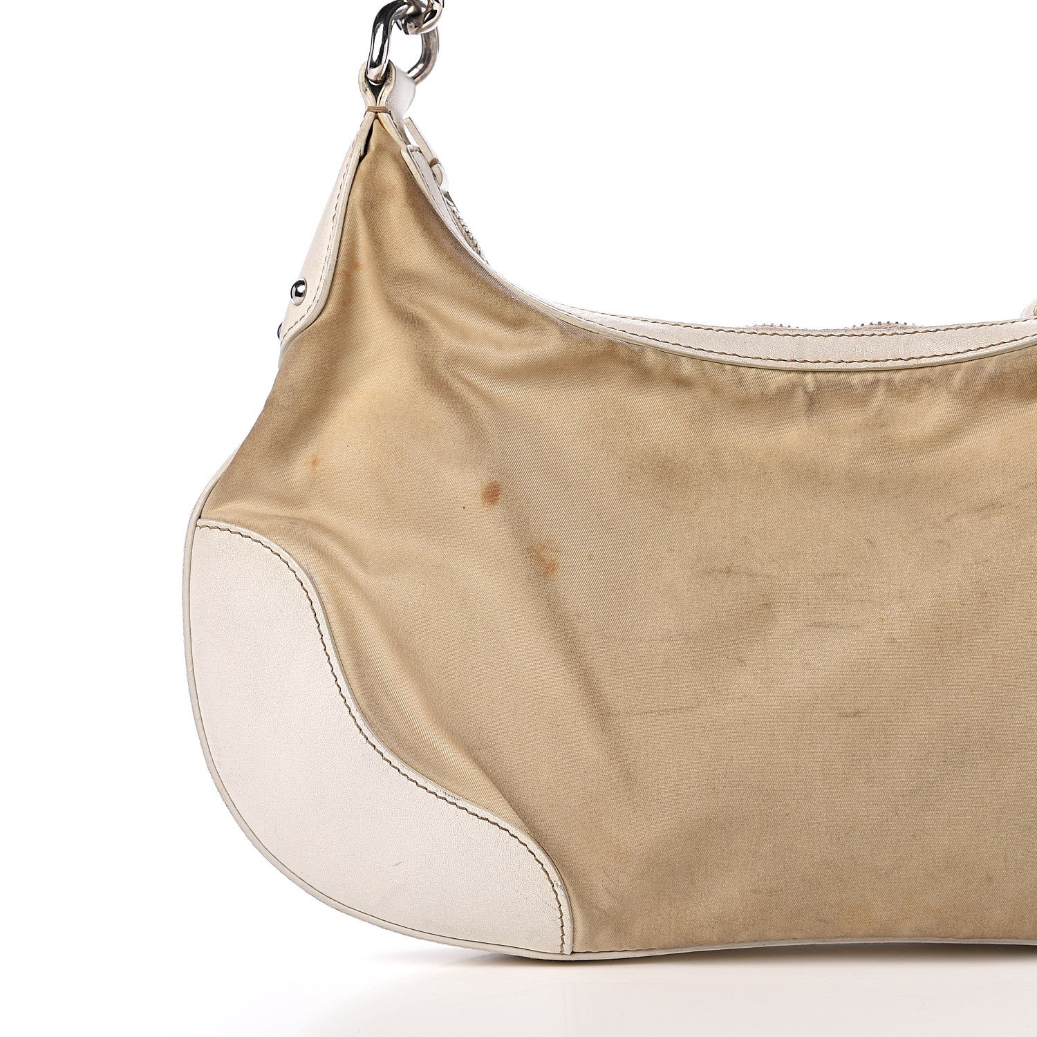 Prada Canvas Calfskin Chain Hobo Cera 10 of 17