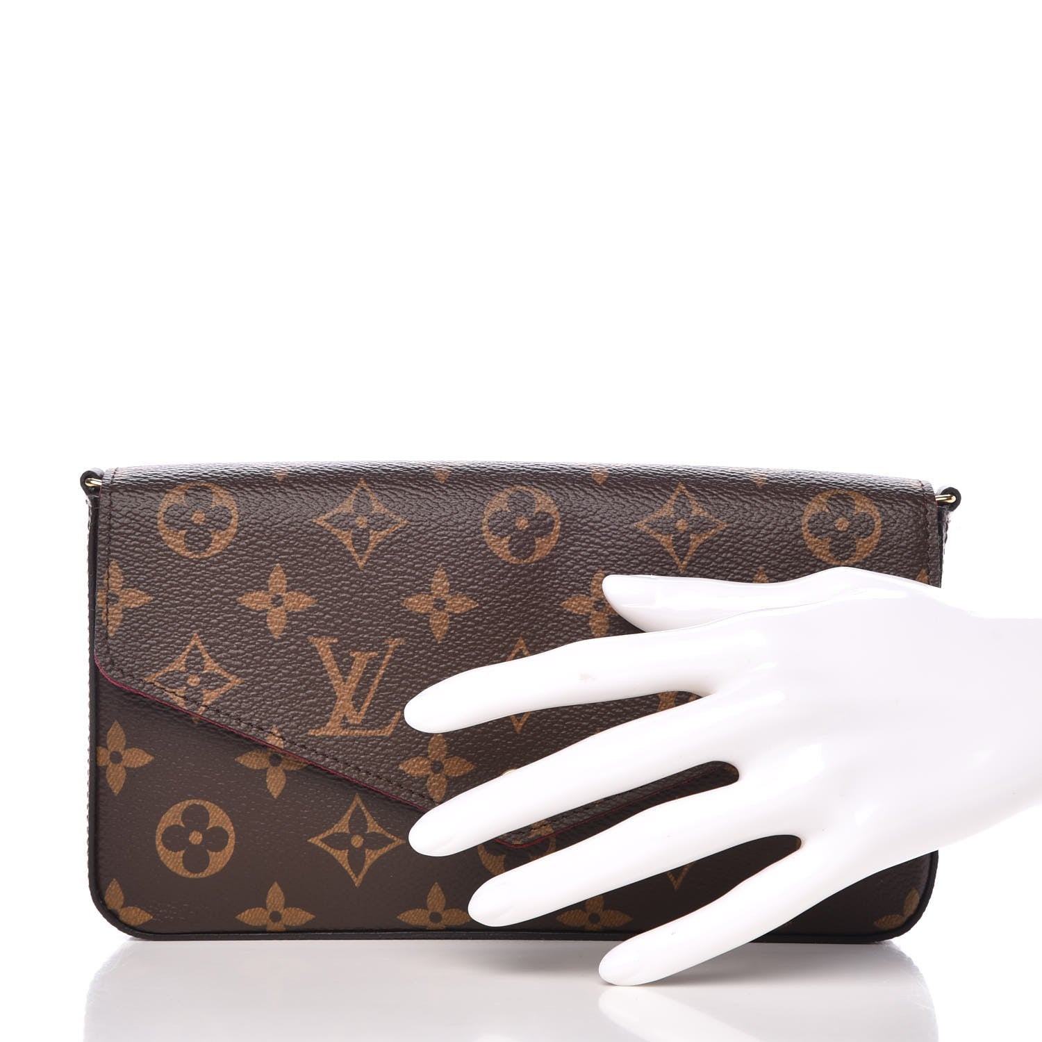 Louis Vuitton Monogram Pochette Felicie Chain Wallet Fuchsia 2 of 9