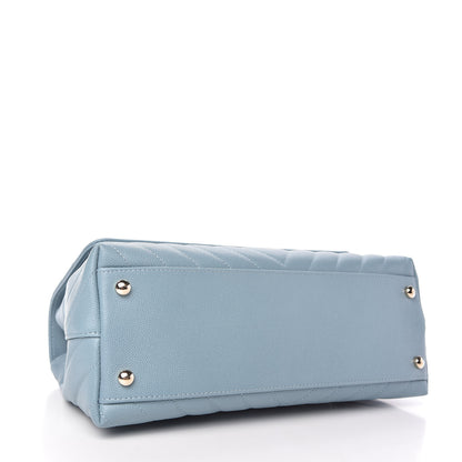 Chanel Caviar Chevron Quilted Small Coco Handle Flap Light Blue 4 of 10