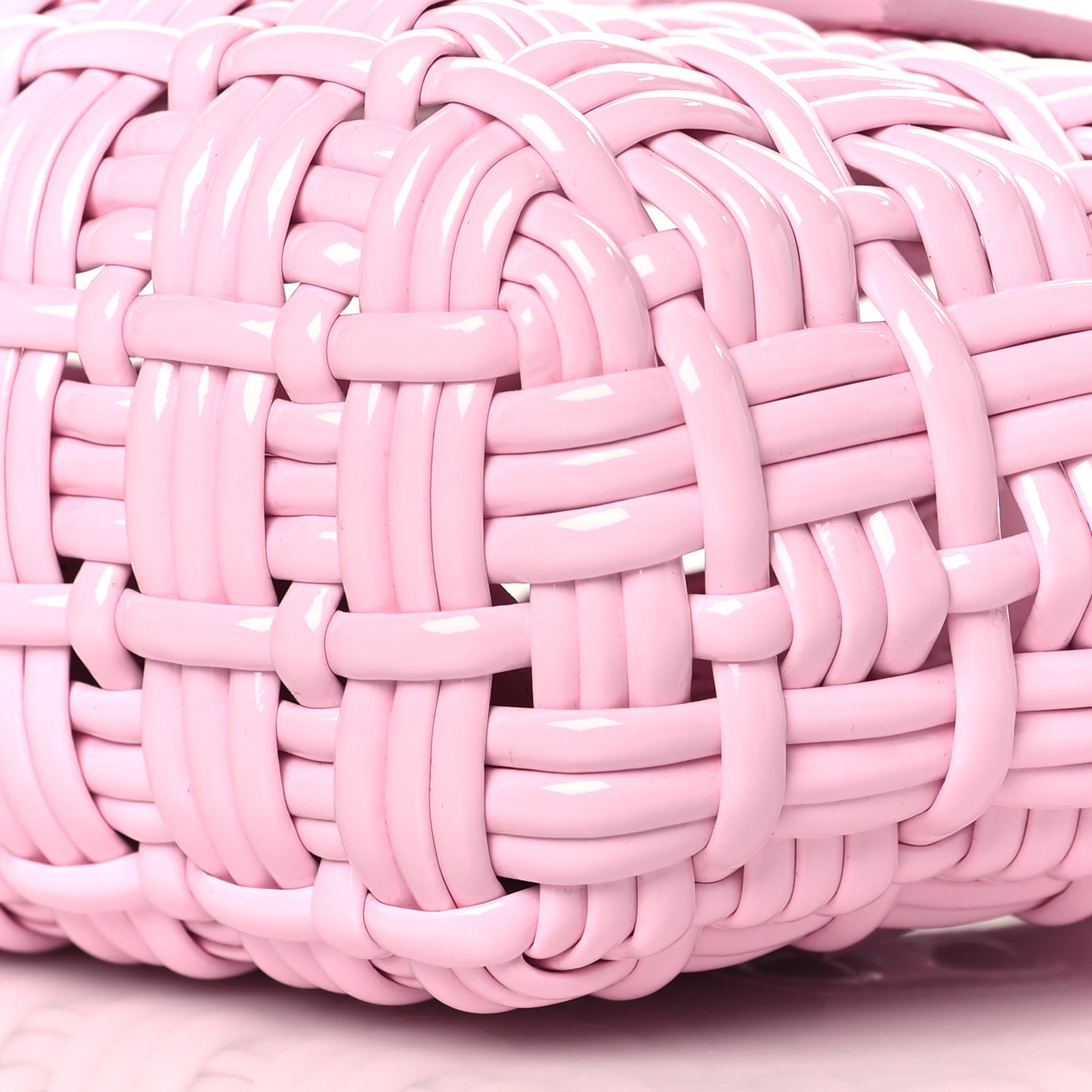 Faux Calfskin Braided Varnished XXS Bistro Basket Candy Pink