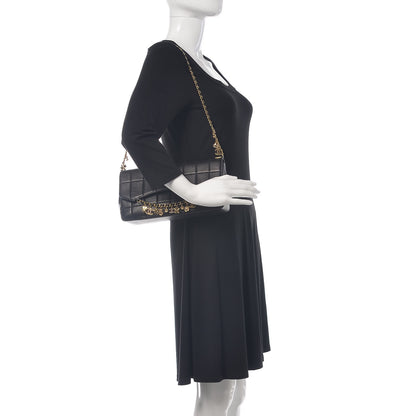 Chanel Lambskin Quilted Crystal Chocolate Bar Charm Flap Black 2 of 16