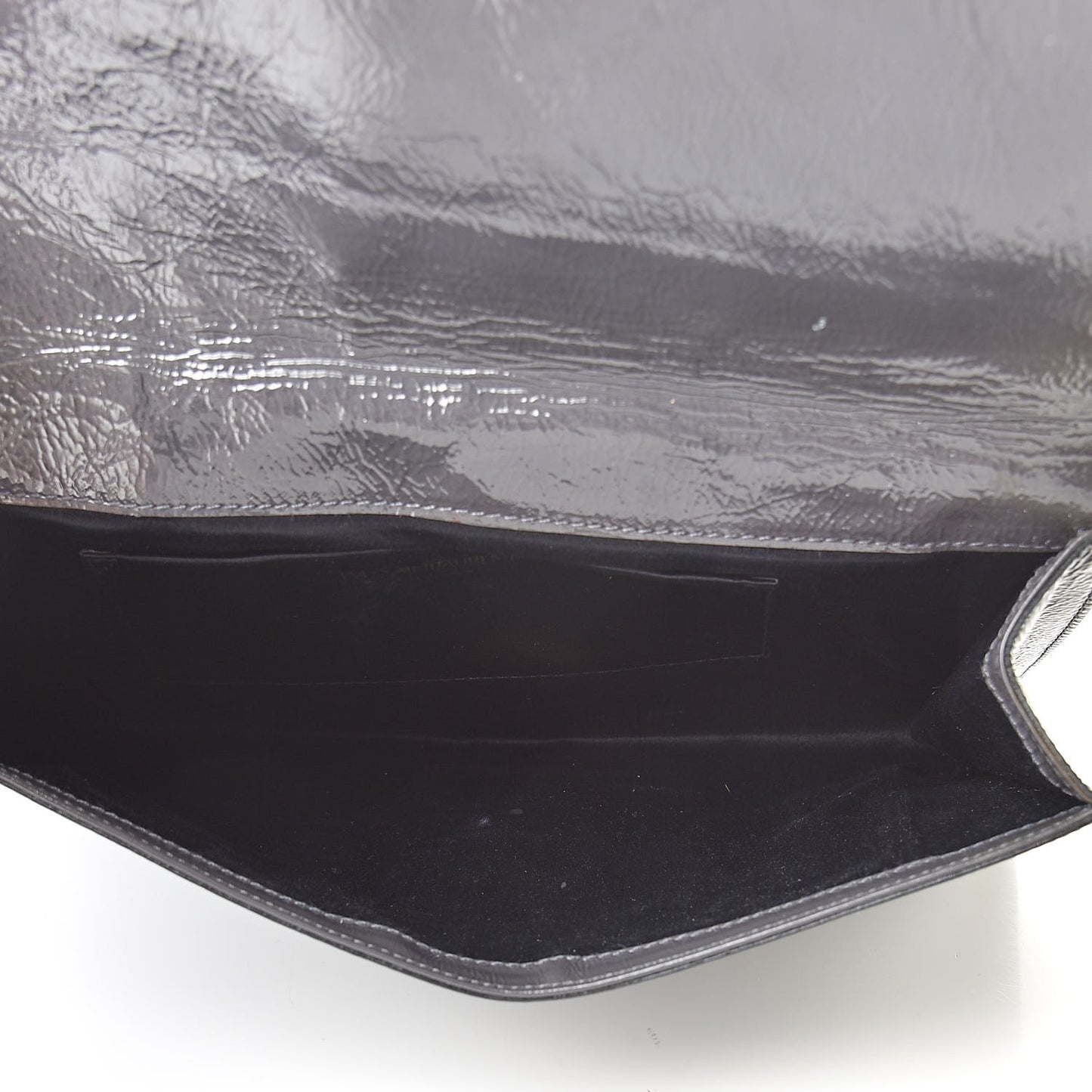 Textured Patent Monogram Large Belle De Jour Clutch Grey